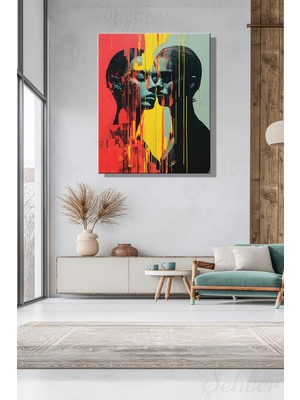 Şehber Modern Duvar Tablosu Dikey Kanvas Tekli Salon Mutfak Yatak Odası Ofis Dijital Sanat Kadın Portre
