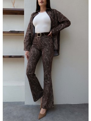 Esra Helvacı Etnik Desen Yüksek Bel Pantolon