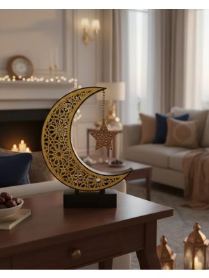 Pileli Store 3D Hilal Yıldız Dekor 23X23 cm Ramazan Özel Masa Üstü Süs