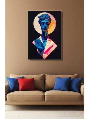 Şehber Kanvas Duvar Tablosu Dikey Tekli Salon Mutfak Yatak Odası Ofis Soyut Tasarım Davud Heykeli