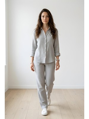 by Eylül Ertürk Keten Gri Alt Üst Takım