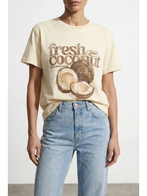 by Eylül Ertürk Baskı Detaylı Sarı T-Shirt