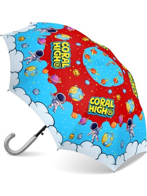 Coral High Kids Kırmızı Mavi Astronot Uzay Desenli Çocuk Şemsiyesi 36113