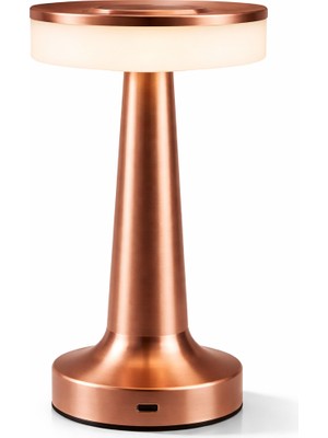 Hangast Şarjlı Dokunmatik LED Masa Lambası Bakır Renk – 3 Kademe Işık Ayarlı Modern Dekoratif Gece Lambası