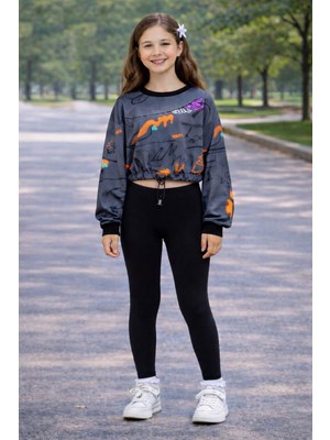 Alexandergardı Kız Çocuk 3 Iplik Baskılı Crop