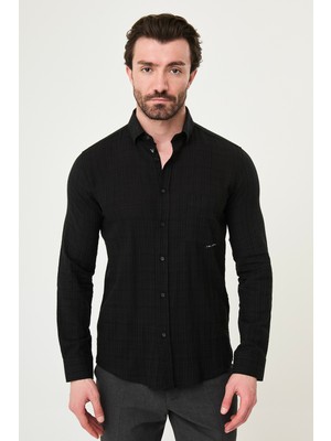 MCR Düz Slim Fit Cepli Uzun Kollu Erkek Gömlek
