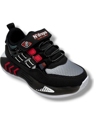 Ndrops 028-26 Anorak Anatomik Çocuk Sneaker Siyah Kırmızı 26-30