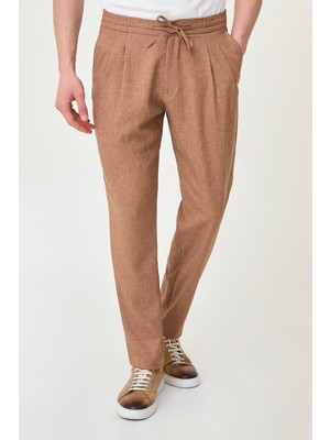 MCR Kırçıllı Slim Fit Pileli Beli Lastikli İpli Erkek Pantolon