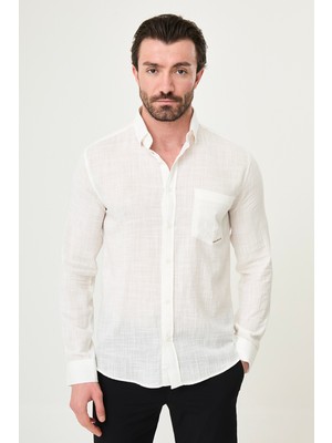 MCR Düz Slim Fit Cepli Uzun Kollu Erkek Gömlek
