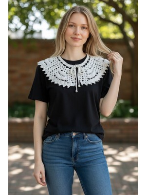 Tokuşka Örgü Bağlamalı Şal Yaka