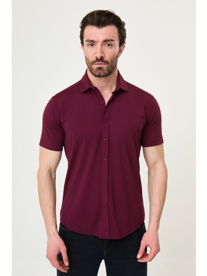 MCR Düz Slim Fit Kısa Kollu Erkek Gömlek
