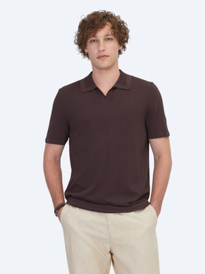 Kip Kahverengi Düz Örgü Triko