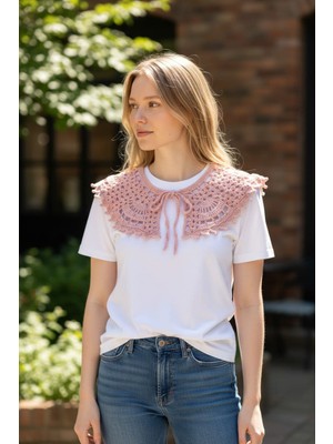 Tokuşka Örgü Bağlamalı Şal Yaka