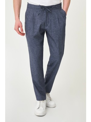 MCR Kırçıllı Slim Fit Pileli Beli Lastikli İpli Erkek Pantolon