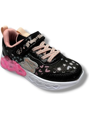 Ndrops 032-26 Anorak Rugan Yıldızlı Anatomik Kız Çocuk Sneaker Siyah Pudra 26-30