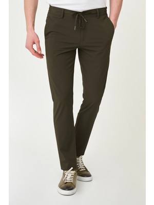 MCR Desenli Super Slim Fit Beli Lastikli İpli Erkek Pantolon