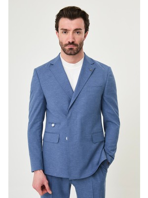 MCR Kırçıllı Slim Fit Mono Yaka Gizli Düğme Pileli Pantolon Erkek Takım Elbise