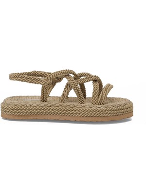Butigo Hailey 6fx Naturel Kadın Düz Sandalet