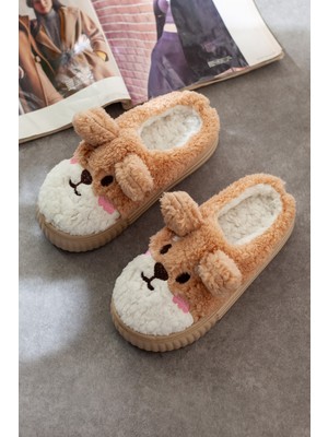 Kadın Peluş Ev Terliği, Ses Yapmaz Peluş Terlik, Figürlü Peluş Terlik, Kaymaz Taban Peluş Terlik