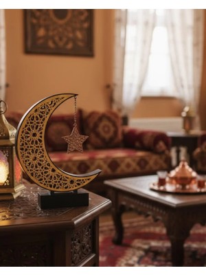 Pileli Store 3D Hilal Yıldız Süs 23X23 cm Ev ve Ofis Için Şık Aksesuar