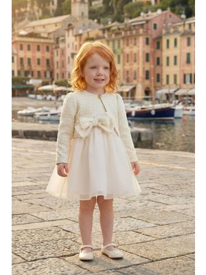 Pamina Kız Bebek Bolerolu Tül Elbise Ekru 36326