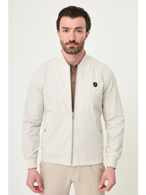 MCR Düz Slim Fit Hakim Yaka Beli Lastikli Erkek Mont