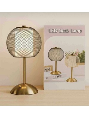 Hangast Gold Metal Kafes LED Masa Lambası | Dekoratif Gece Lambası | Modern Şarjlı Masa Lambası