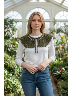 Tokuşka Örgü Bağlamalı Şal Yaka