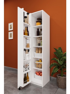Asra Trend Lüks Çok Amaçlı Kiler Dolabı %100 MDF Erzak Organizer Dolabı MK19