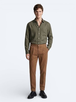 Kip Bakır Düz Dokuma Regular Fit Casual Pamuk Karışımlı Pantolon