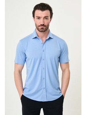 MCR Düz Slim Fit Kısa Kollu Erkek Gömlek