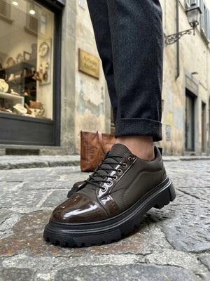 Ebrus Trend ET0245 Kahverengi Rugan Paraşüt Detaylı Akıllı Lastik Bağcık Yüksek Taban Günlük Erkek Ayakkabı