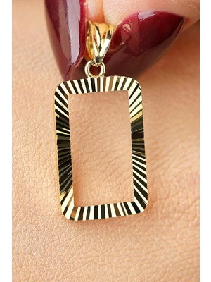 Fiyonk Kuyumculuk 14 Ayar Altın Işıltılı Gram Altın Çerşevesi Kolye Ucu