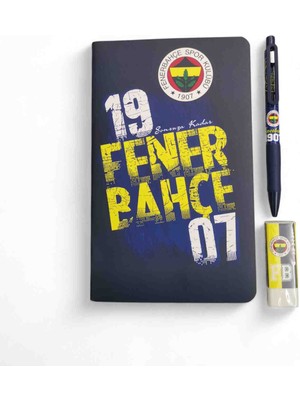 Twin Taraftar Versatil Kalem Silgi Bloknot Seti Kırtasiye 3 Lü Set Fenerbahçe
