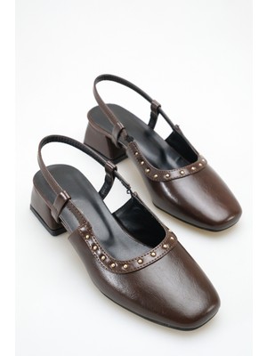 ich1one Trieste Kadın Cilt Topuklu Babet Ayakkabı – 5 cm Topuk, Günlük ve Ofis Şıklığı 1109 IC1109CİLT