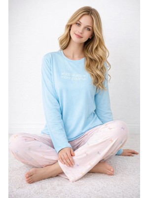 Mihra Kadın Milan Kumaş Turkuaz Pijama Takımı
