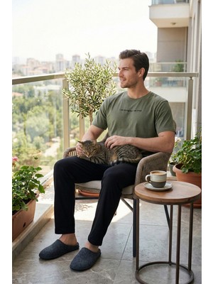 Buratti Pamuklu Regular Fit Baskılı Pijama Takımı Erkek Pijama Takımı 6096160