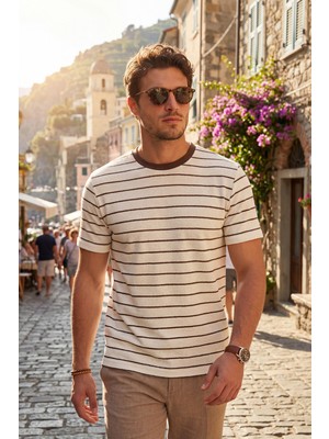 Buratti Pamuklu Regular Fit Çizgili Bisiklet Yaka T Shirt Erkek T Shirt 5904039