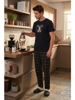 Buratti Pamuklu Regular Fit Baskılı Pijama Takımı Erkek Pijama Takımı 6096165