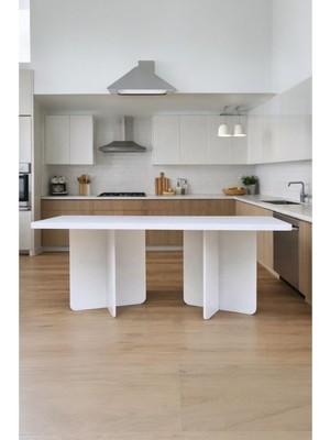 Mobilyacın Dikdörtgen Salon Yemek Masası Kare Ayak 36MM Kalın Kenarlı 160X90-BEYAZ