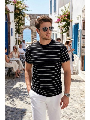 Buratti Pamuklu Regular Fit Çizgili Bisiklet Yaka T Shirt Erkek T Shirt 5904039
