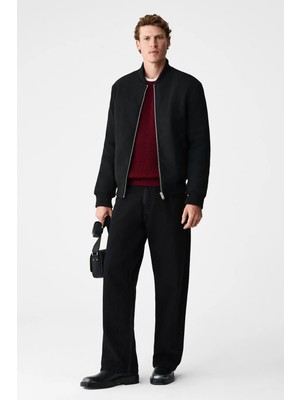 Grimelange CABLIN Erkek Yuvarlak Yaka Regular Fit Triko Bordo Kazak