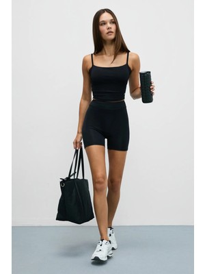Urban Beat DASHOR Kadın Esnek Ve Yumuşak Kumaşlı Spor Kısa Siyah Tayt