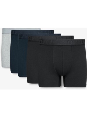 Grimelange KONSTA Erkek Trunk 5'li Paket Pamuklu Likralı Esnek Kumaş Siyah / Lacivert / Grimelanj Boxer