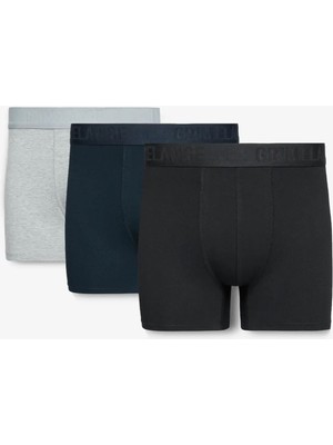 Grimelange PETRUS Erkek 3'lü Paket Pamuklu Likralı Esnek Kumaş Siyah / Lacivert / Grimelanj Boxer