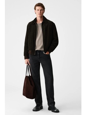 Grimelange Renew Erkek Organik Pamuklu Bisiklet Yaka Yarım Patlı Düğmeli Regular Vizon Sweatshirt