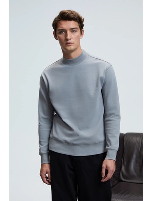 Grimelange QUILLA Erkek Yarım Balıkçı Basic Gri Sweatshirt