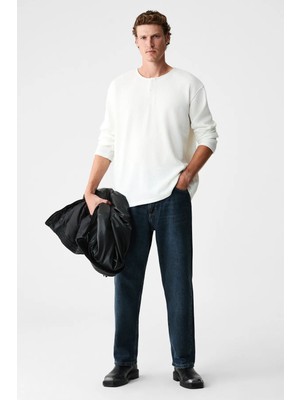 Grimelange Peltz Erkek Relaxed Bisiklet Yaka Kısa Kollu Beyaz T-Shirt