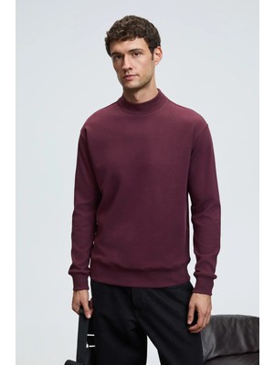 Grimelange QUILLA Erkek Yarım Balıkçı Basic Bordo Sweatshirt