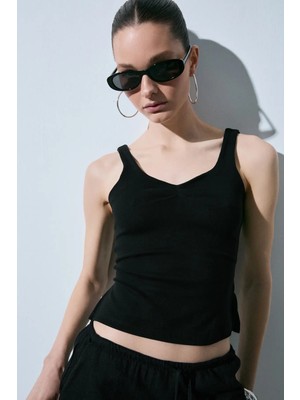 Grimelange EVARIS Kadın Yumuşak Ve Esnek Kumaşlı Organik Pamuklu Siyah Bluz